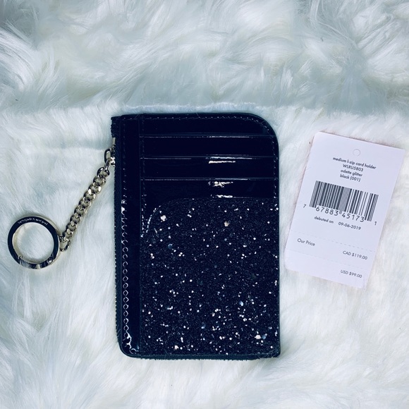 Kate Spade Black Glitter Keyring Cardholder - Picture 4 of 6